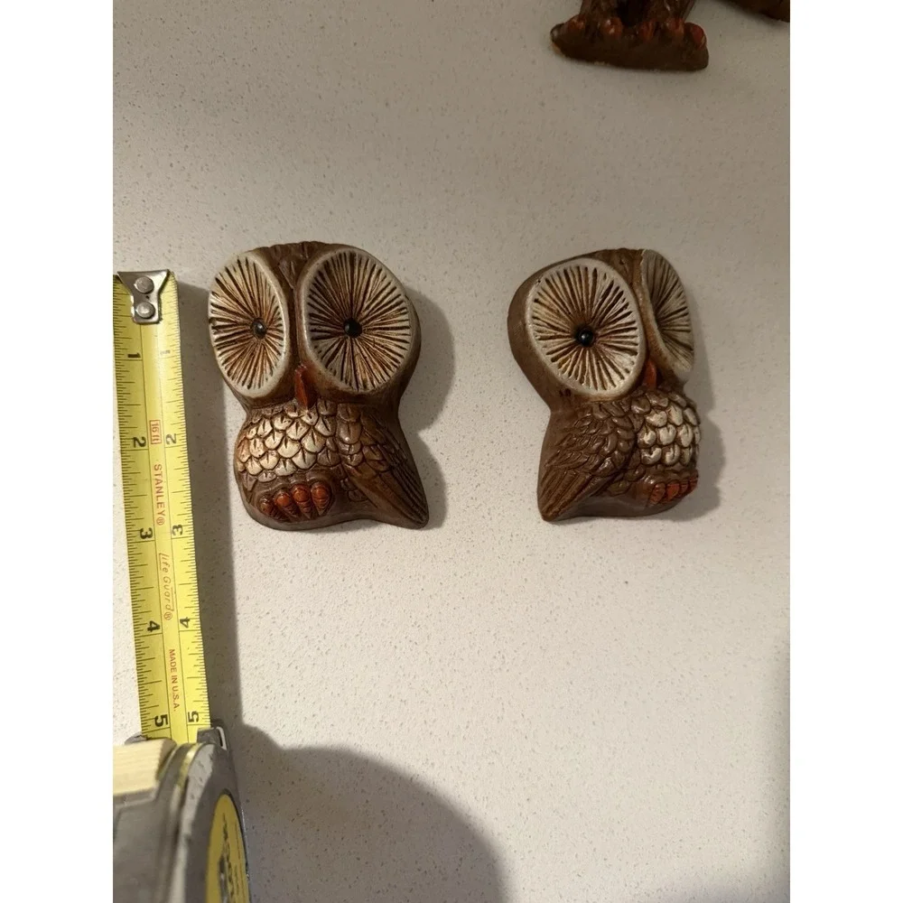 Vintage Owl Family 70s Foam Craft 3D Big Eyes Wall Hangers Set Of 3 Owls Decor